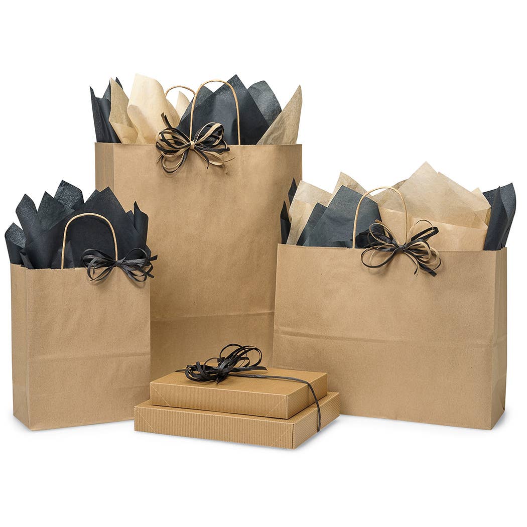 Brown Kraft Paper Retail Shopping Bags: 25 Pack / Filly 13x7x13"