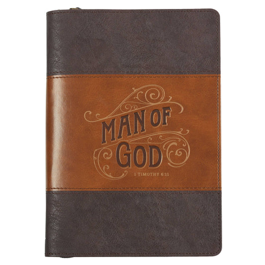 Journal Classic Zip Brown Two-tone Man of God 1 Tim. 6:11