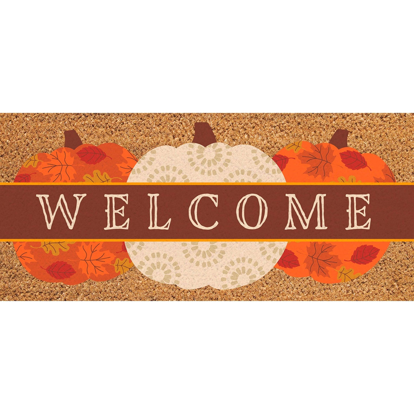 Welcome Fall Pumpkins Flocked Coir Sassafras Switch Mat
