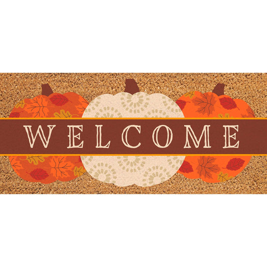 Welcome Fall Pumpkins Flocked Coir Sassafras Switch Mat