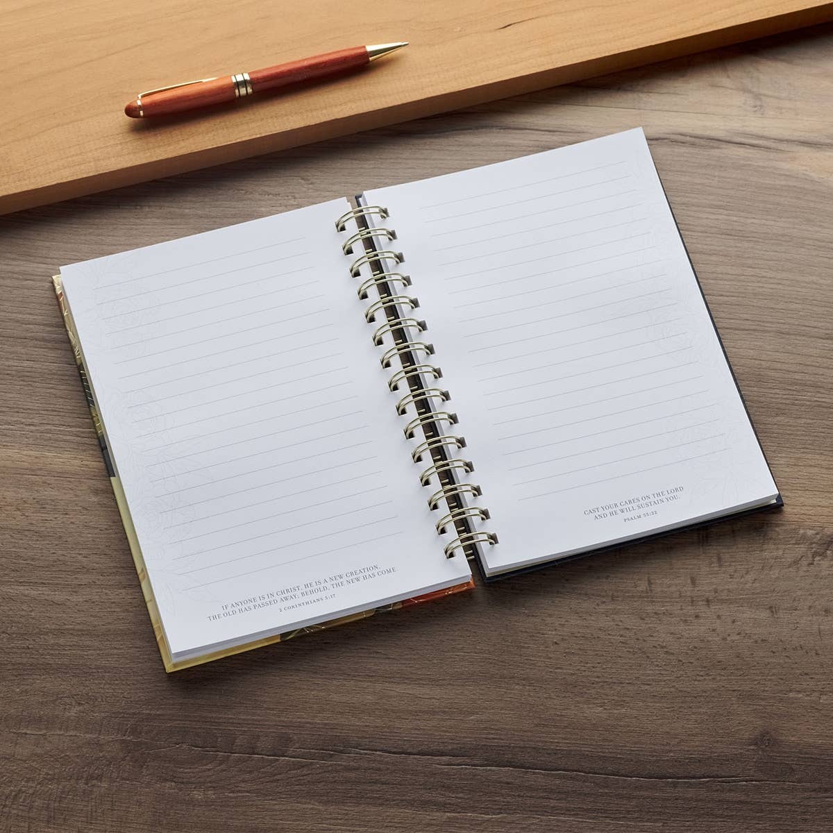 Journal Wirebound Blue LG Floral Be Still Ps. 46:10