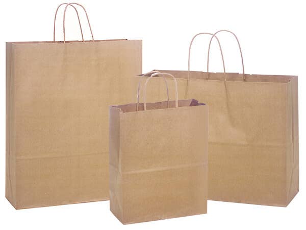 Brown Kraft Paper Retail Shopping Bags: 25 Pack / Queen 16x6x19"