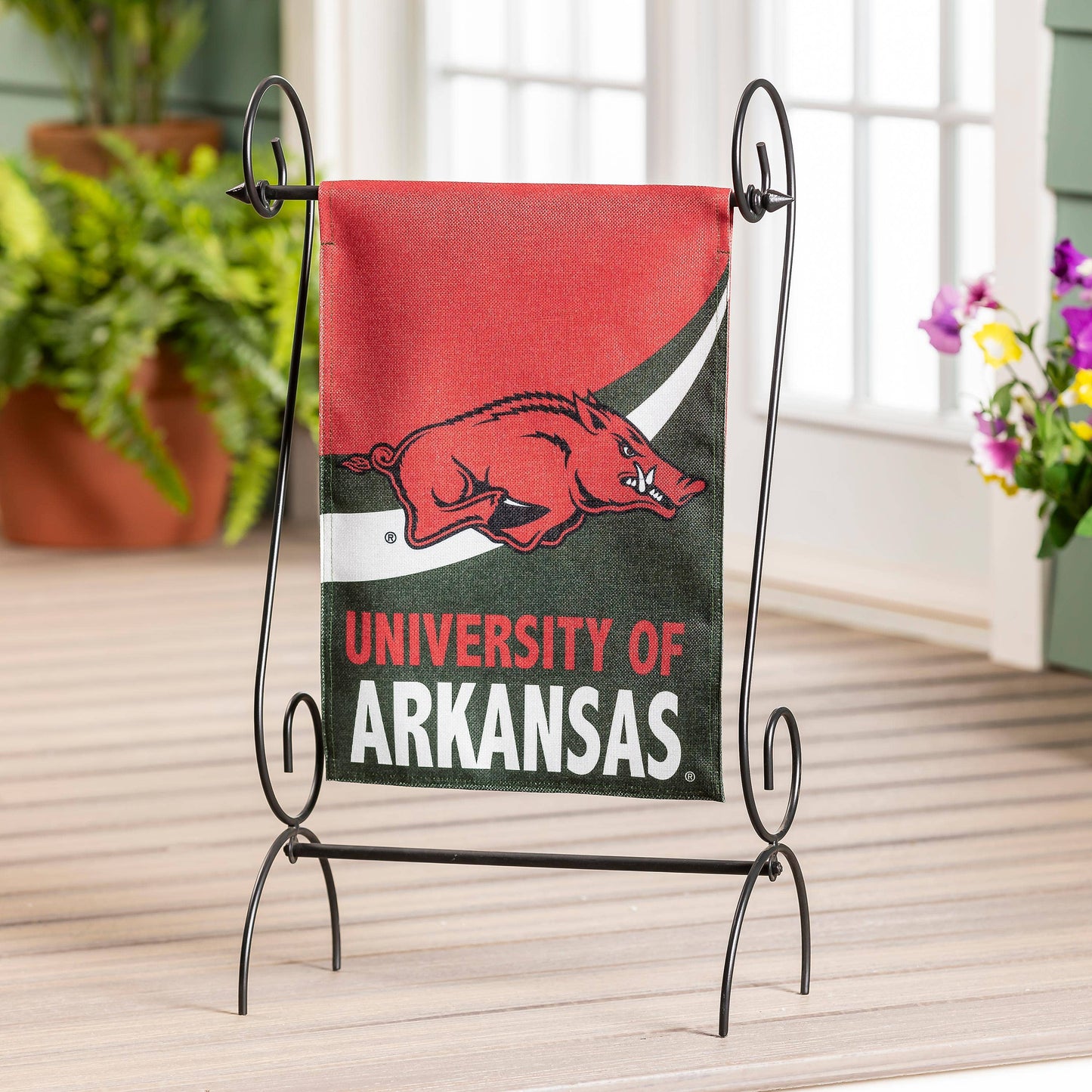 University of Arkansas Burlap Flag GDN Size