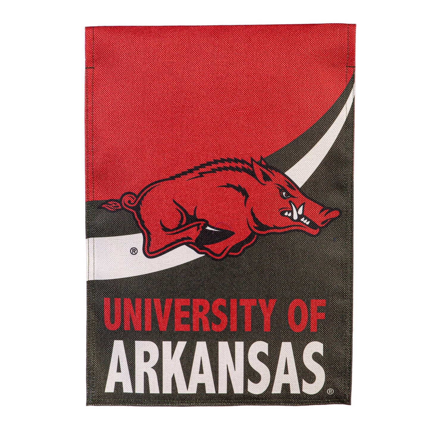 University of Arkansas Burlap Flag GDN Size