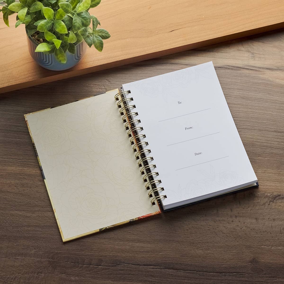 Journal Wirebound Blue LG Floral Be Still Ps. 46:10