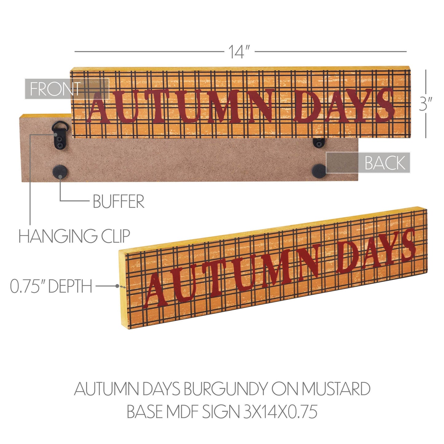 Autumn Days Farmhouse Fall Wall Sign 3x14