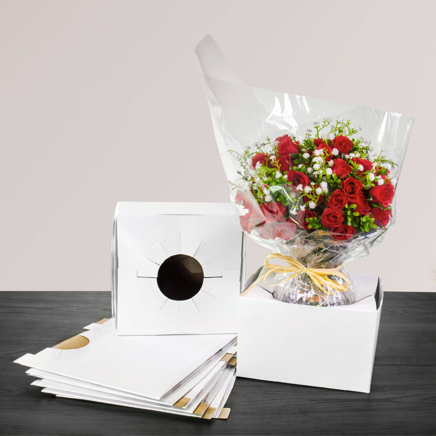 100PK - Quick Fold Floral Delivery Box for Vase Transport: 6"L 6"W 4"H
