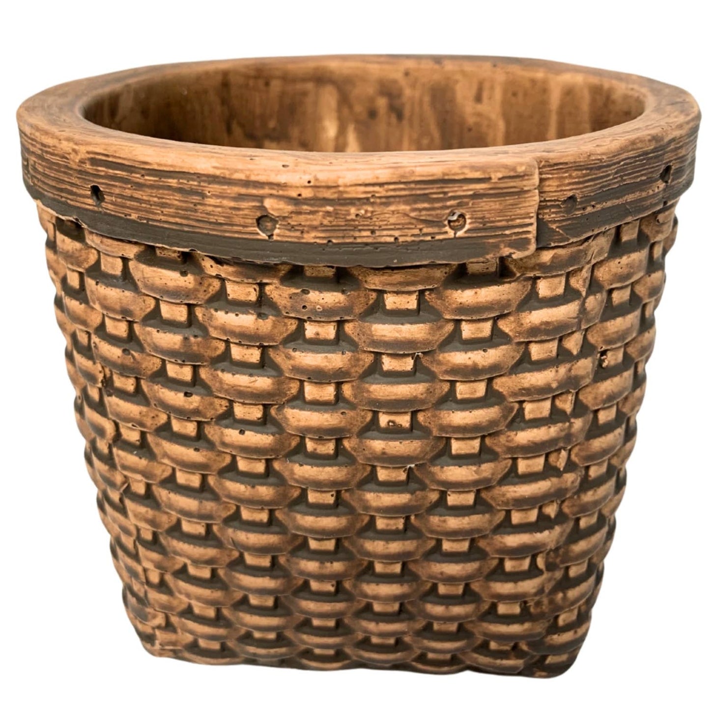 WOVEN BASKET PATTERN CERAMIC CONTAINER 4"