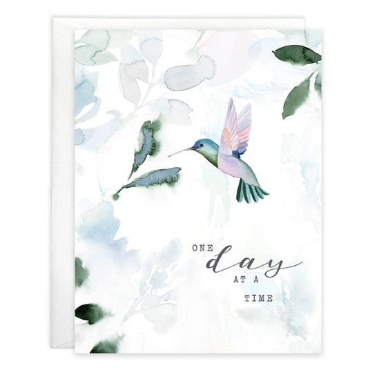 Thinking of You Greeting Card - Leaves-Hummingbird