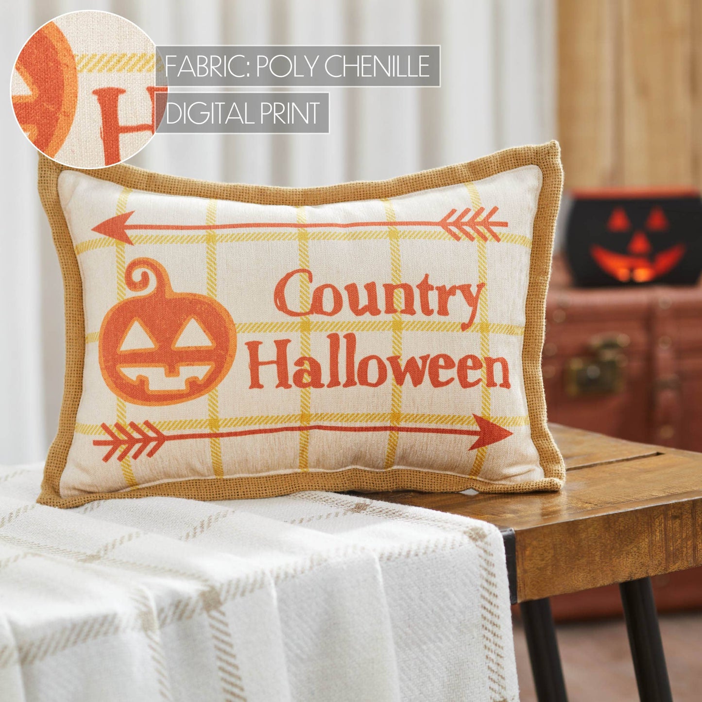 Country Halloween Decorative Lumbar Throw Pillow 9.5x14