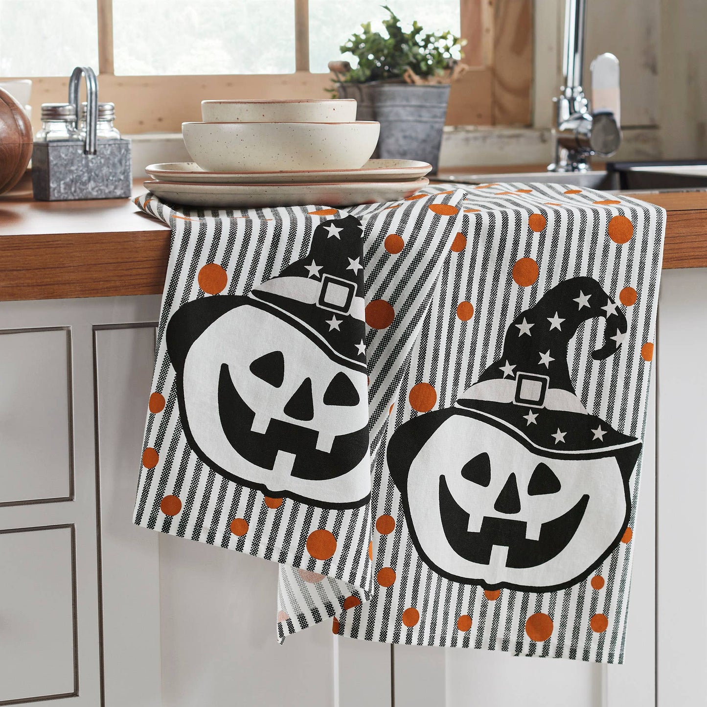 Halloween Jack O Lantern Fall Tea Towels 2pc
