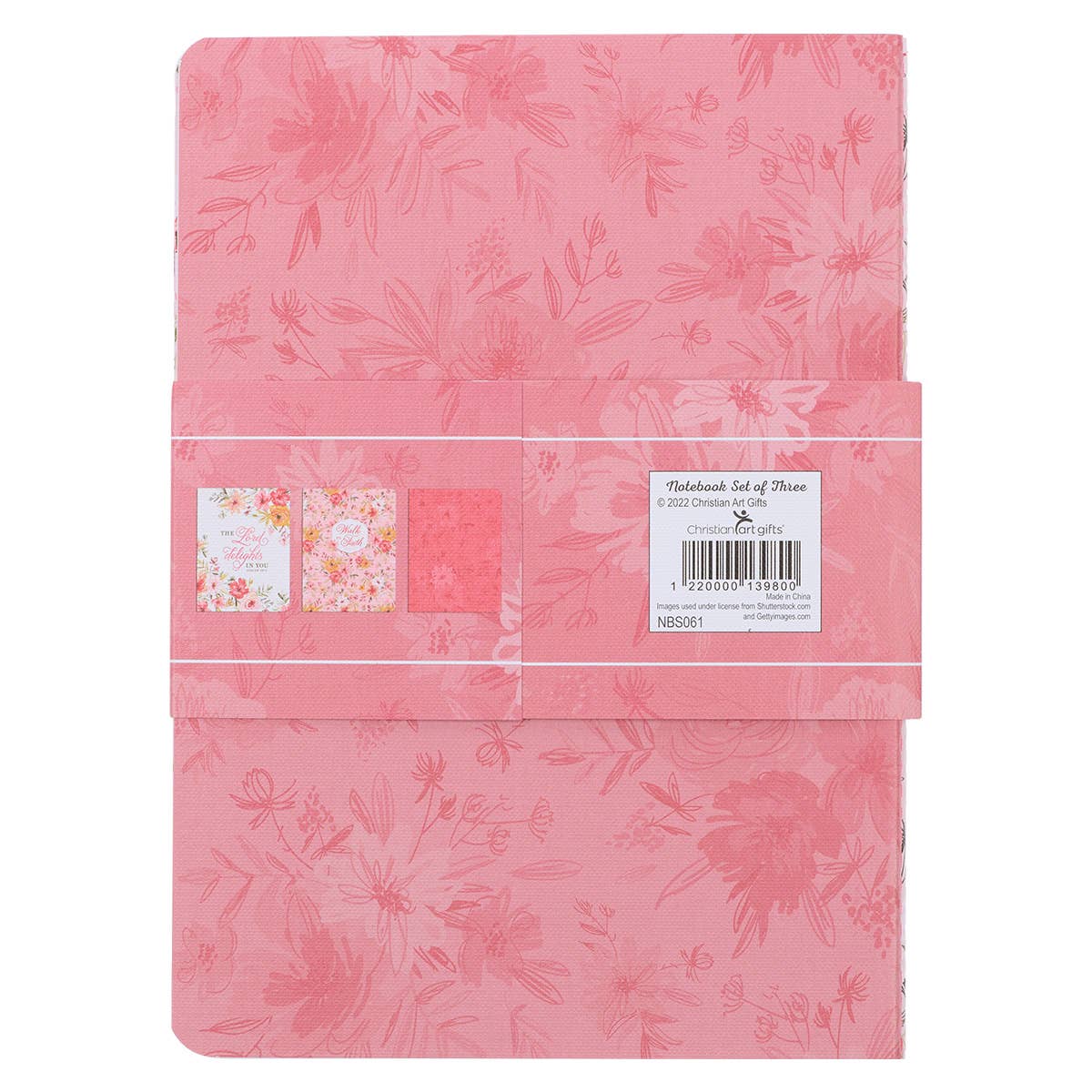 Notebook Set 3pc White Isa. 62:4, Pink 2 Cor. 5:7, Pink