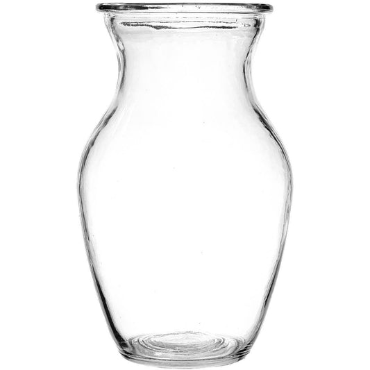 8" Clear Floral Glass Rose Vase