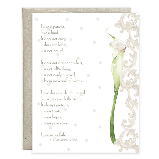 With Scripture Wedding Greeting Greeting Card - Calla Lily