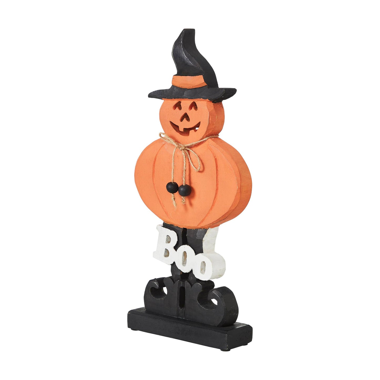 Jack-O-Lantern Boo Halloween Decor Wood Figurine, 15.5"