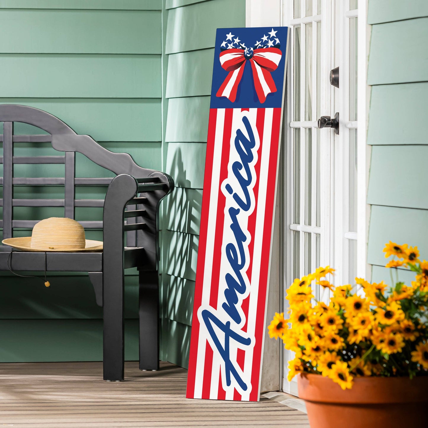 American Classic Stars & Stripes Porch Leaner, Bow "America"