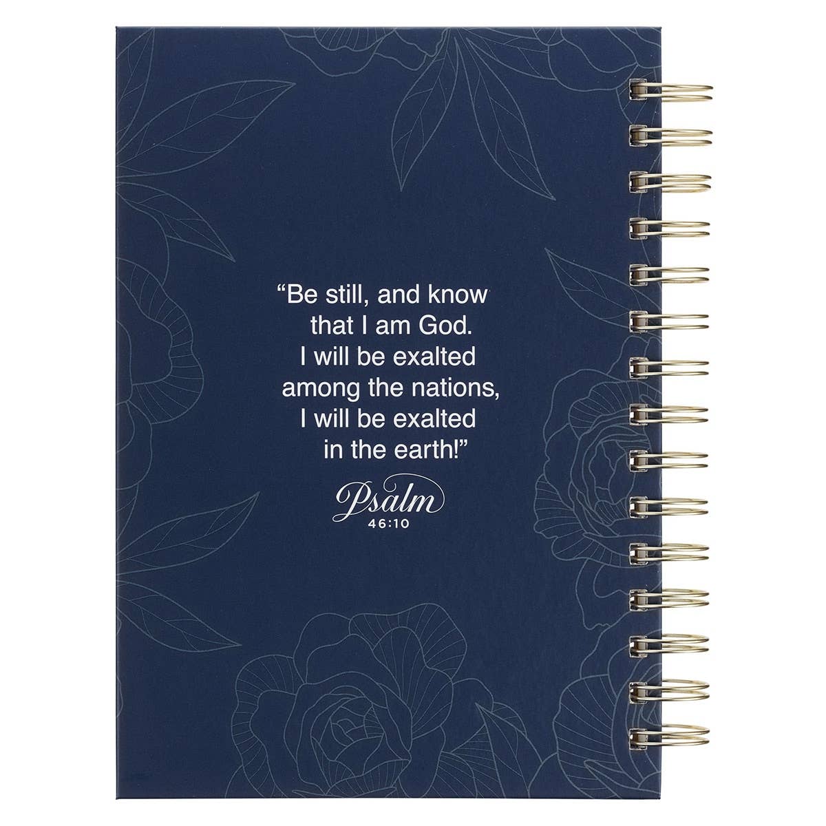 Journal Wirebound Blue LG Floral Be Still Ps. 46:10