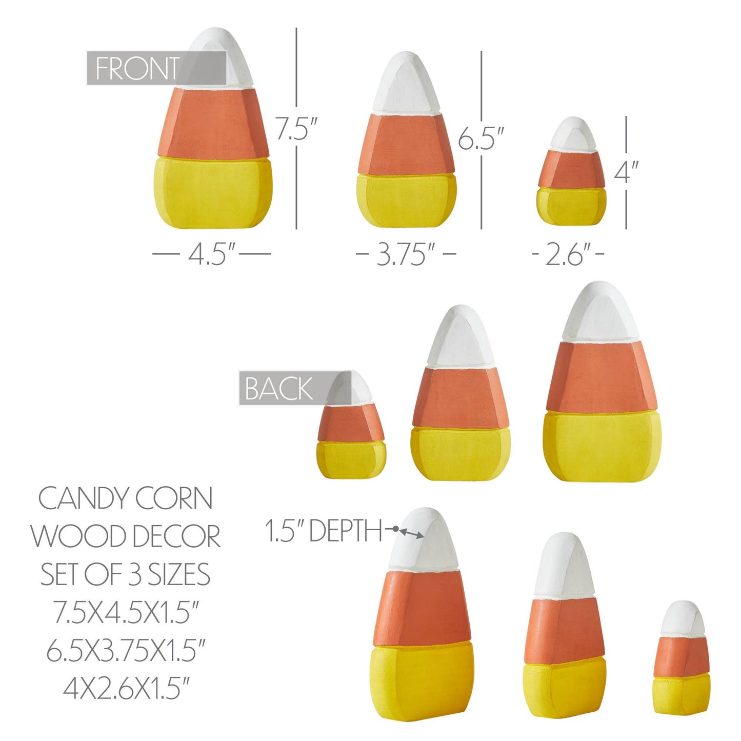 Halloween Candy Corn Wooden Fall Decor Set of 3
