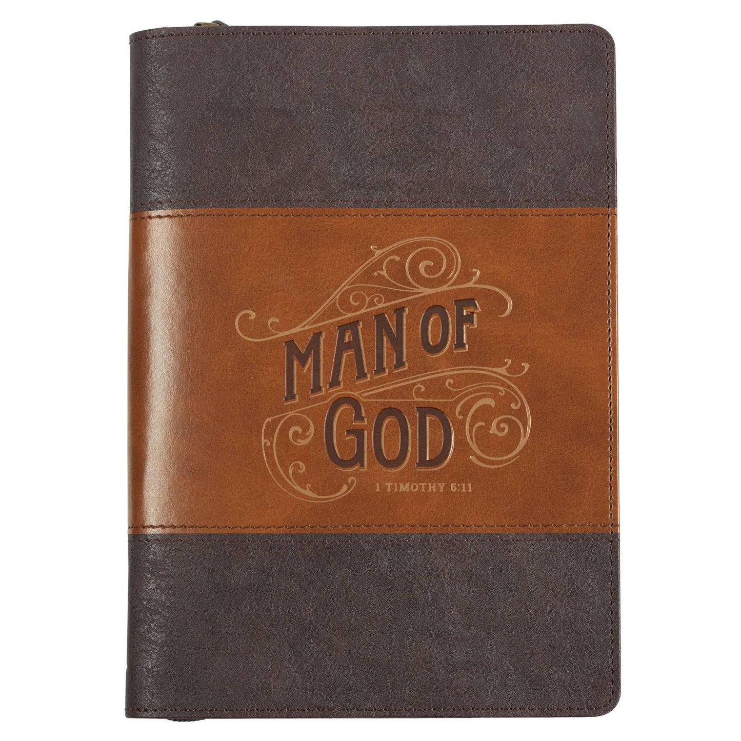 Journal Classic Zip Brown Two-tone Man of God 1 Tim. 6:11