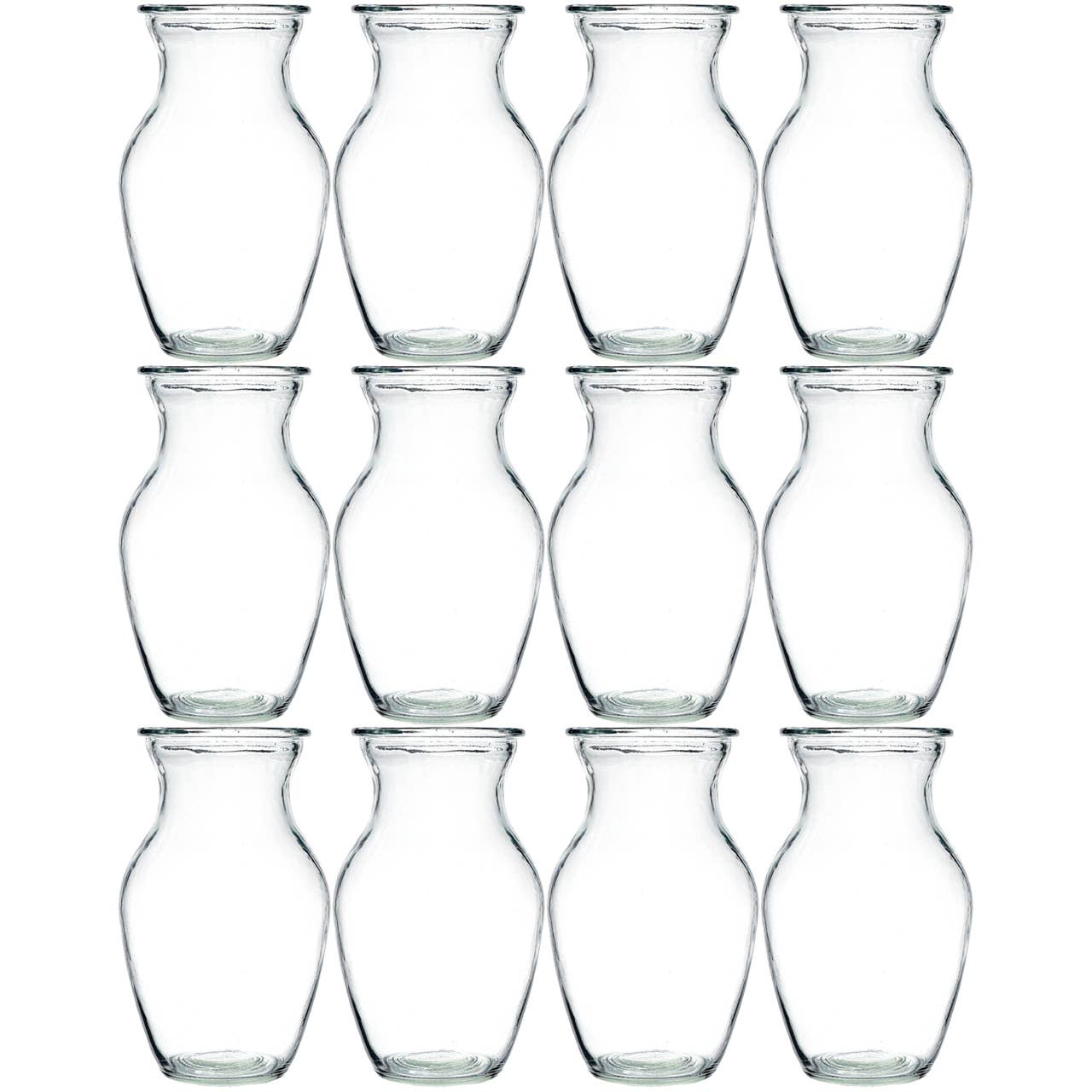 8" Clear Floral Glass Rose Vase