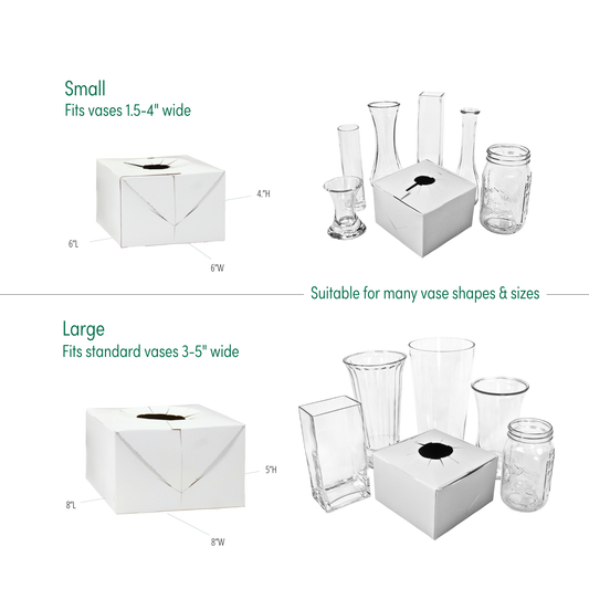 100PK - Quick Fold Floral Delivery Box for Vase Transport: 6"L 6"W 4"H
