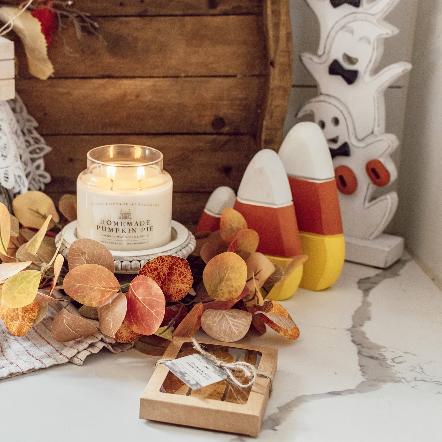 Halloween Candy Corn Wooden Fall Decor Set of 3
