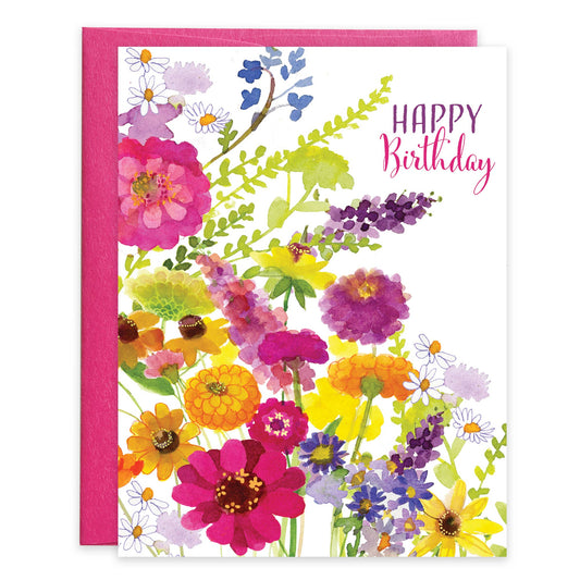 Birthday Greeting Card - Summer Flowers