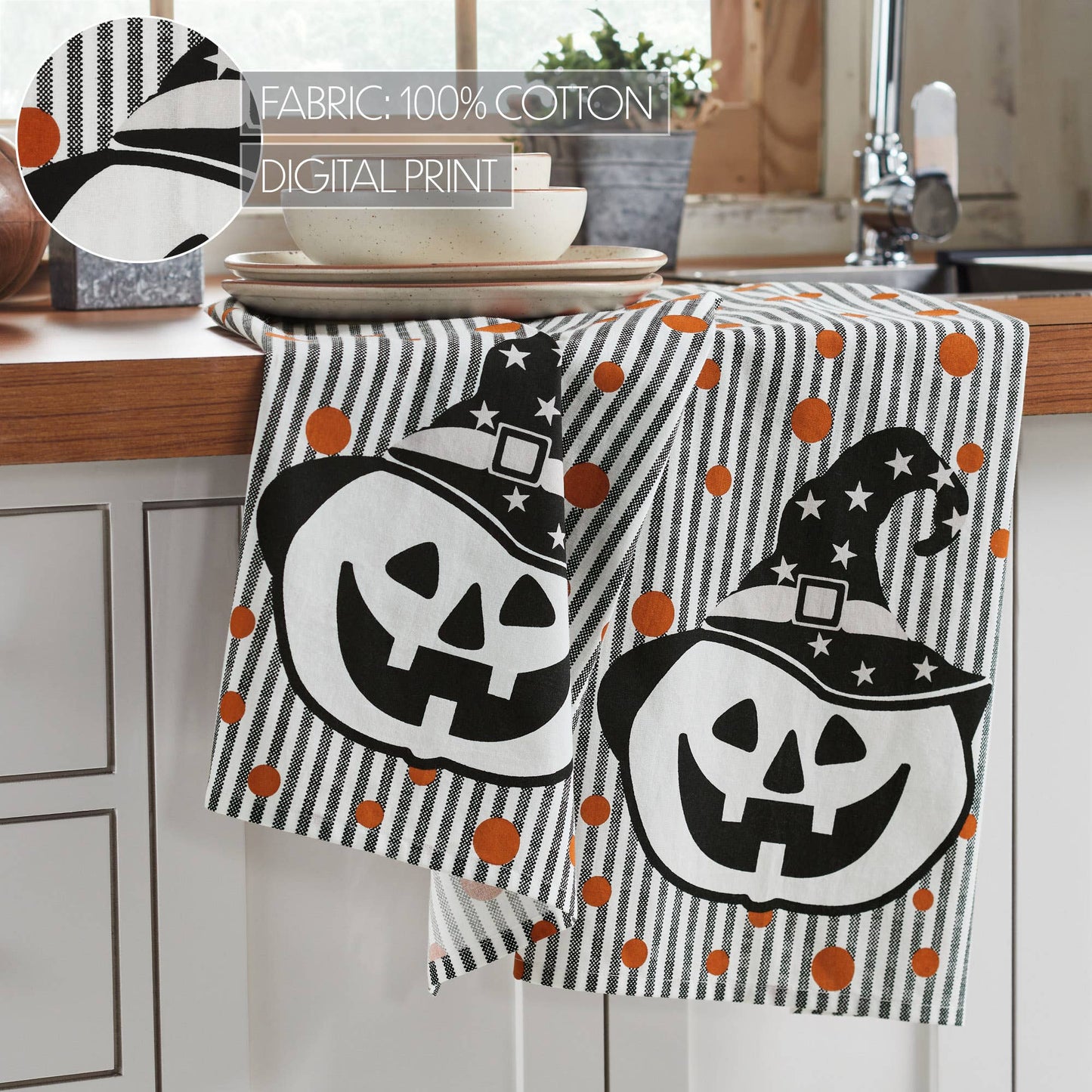 Halloween Jack O Lantern Fall Tea Towels 2pc