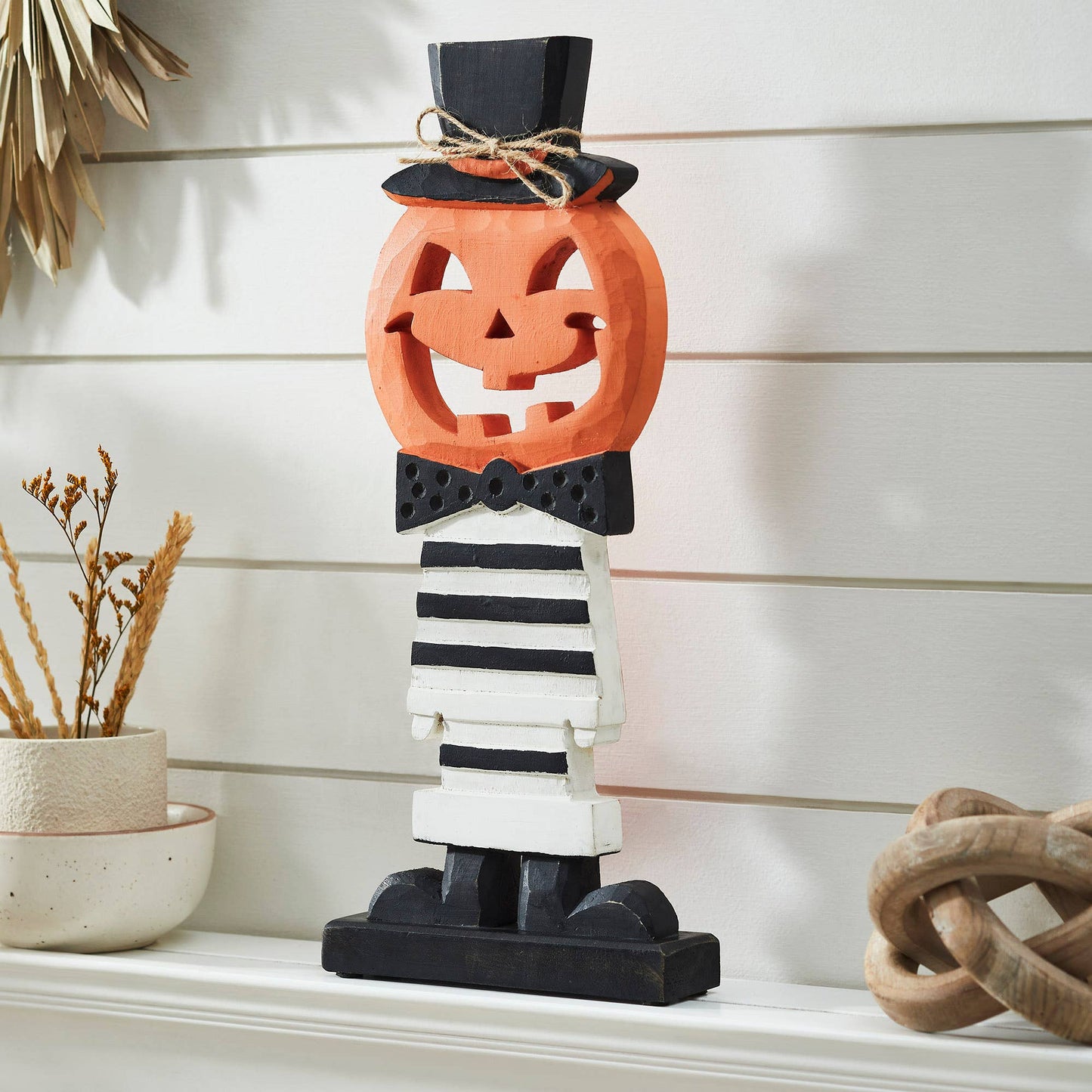 Jack-O'-Lantern with Top Hat Halloween Shelf Sitter 17.5"