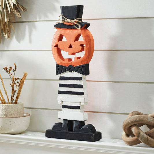 Jack-O'-Lantern with Top Hat Halloween Shelf Sitter 17.5"