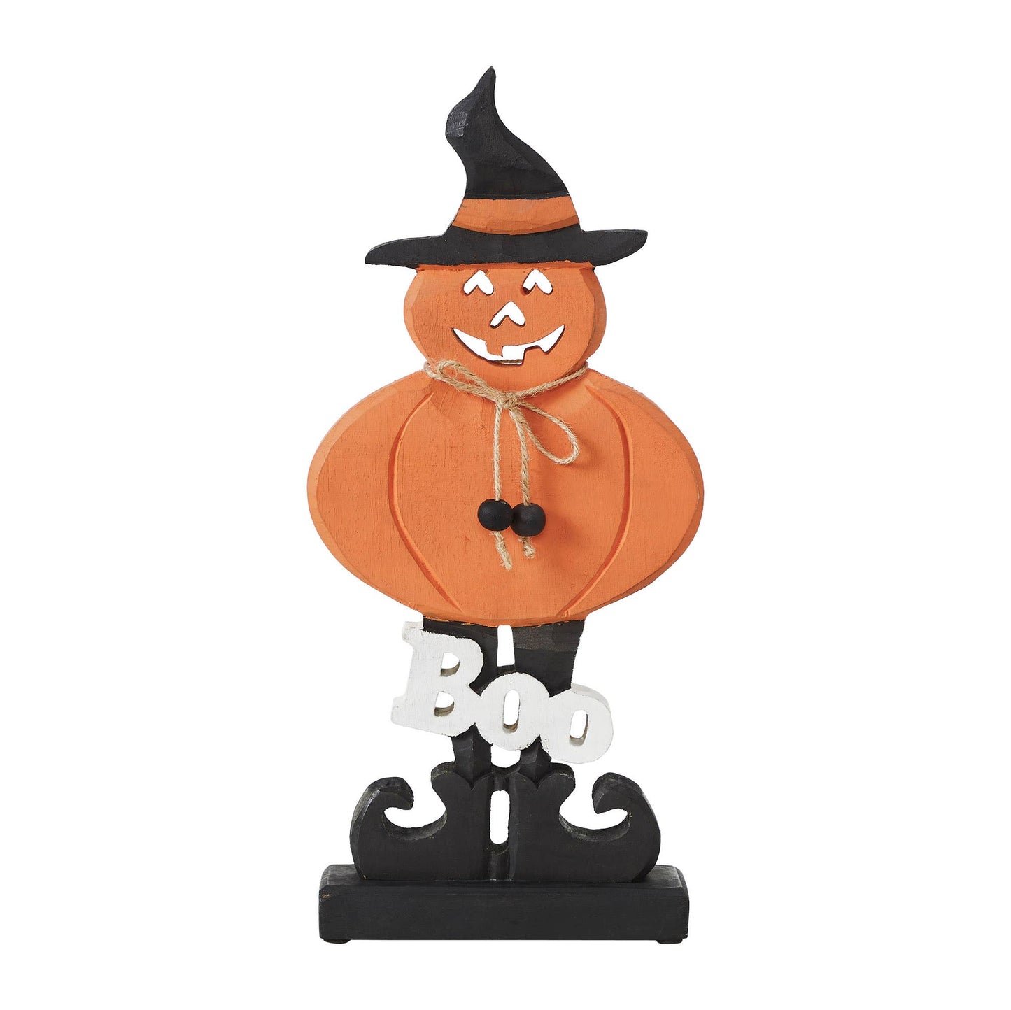 Jack-O-Lantern Boo Halloween Decor Wood Figurine, 15.5"