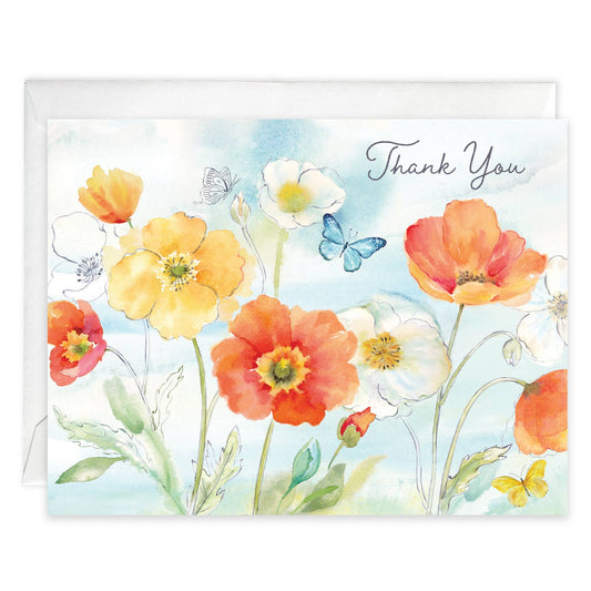 Blank Note Card - Poppy Field