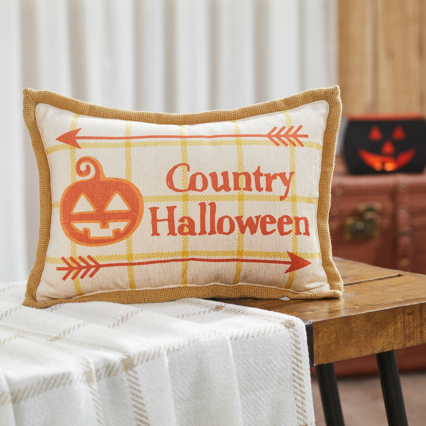 Country Halloween Decorative Lumbar Throw Pillow 9.5x14