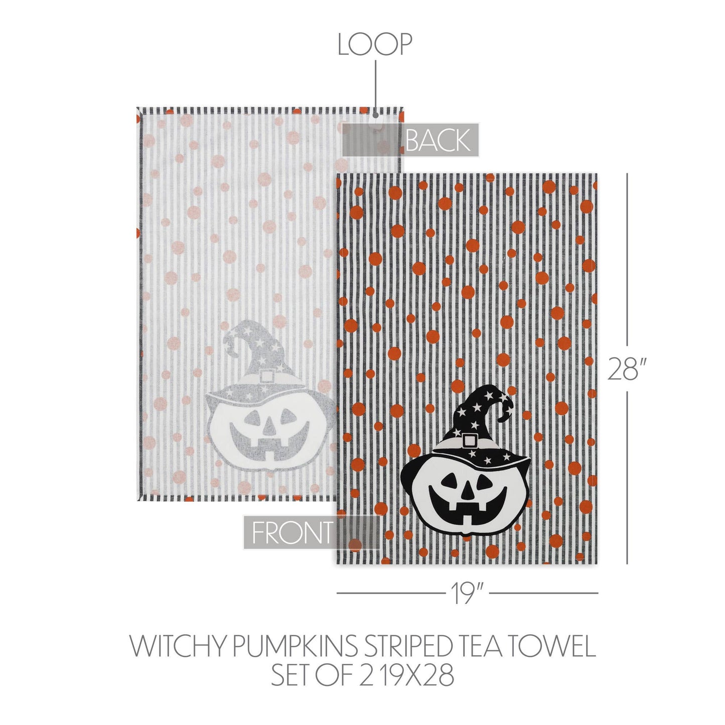 Halloween Jack O Lantern Fall Tea Towels 2pc
