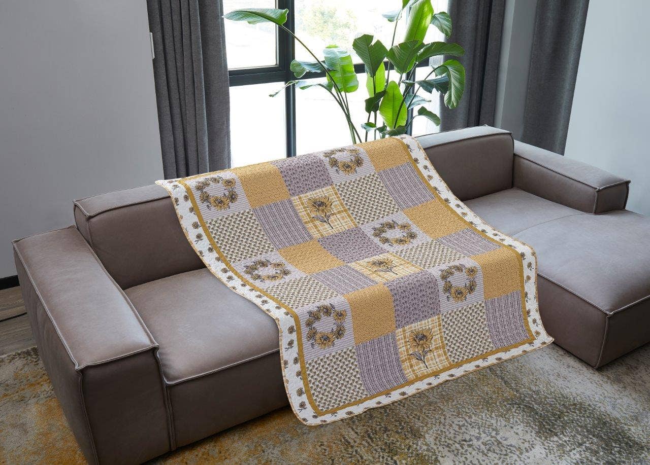 "Sunshine"  Quilted Throw Blanket 50"x60"