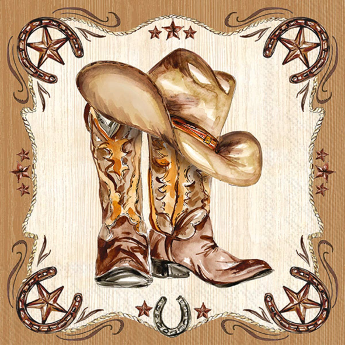 Paper Cocktail Napkins Pack of 20 Western Leather Boots