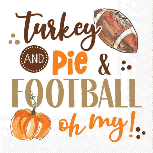 Paper Cocktail Napkins Pack of 20 Turkey Pie Football
