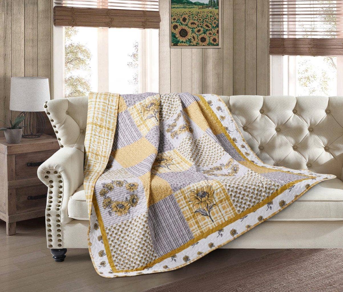 "Sunshine"  Quilted Throw Blanket 50"x60"